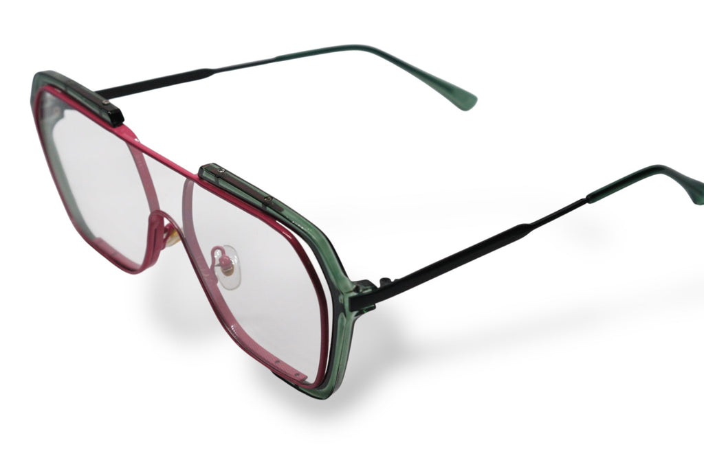 occhiali da sole modello spectrum green montatura verde lenti verdi forma moderna vista frontale
